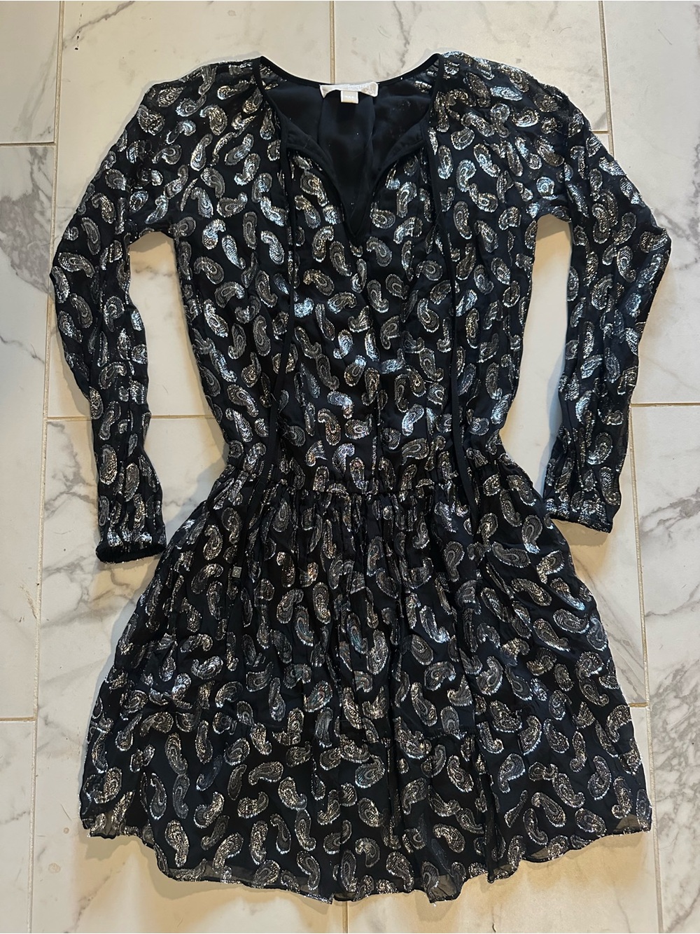 MICHAEL Michael Kors Black Dress with Silver Paisley